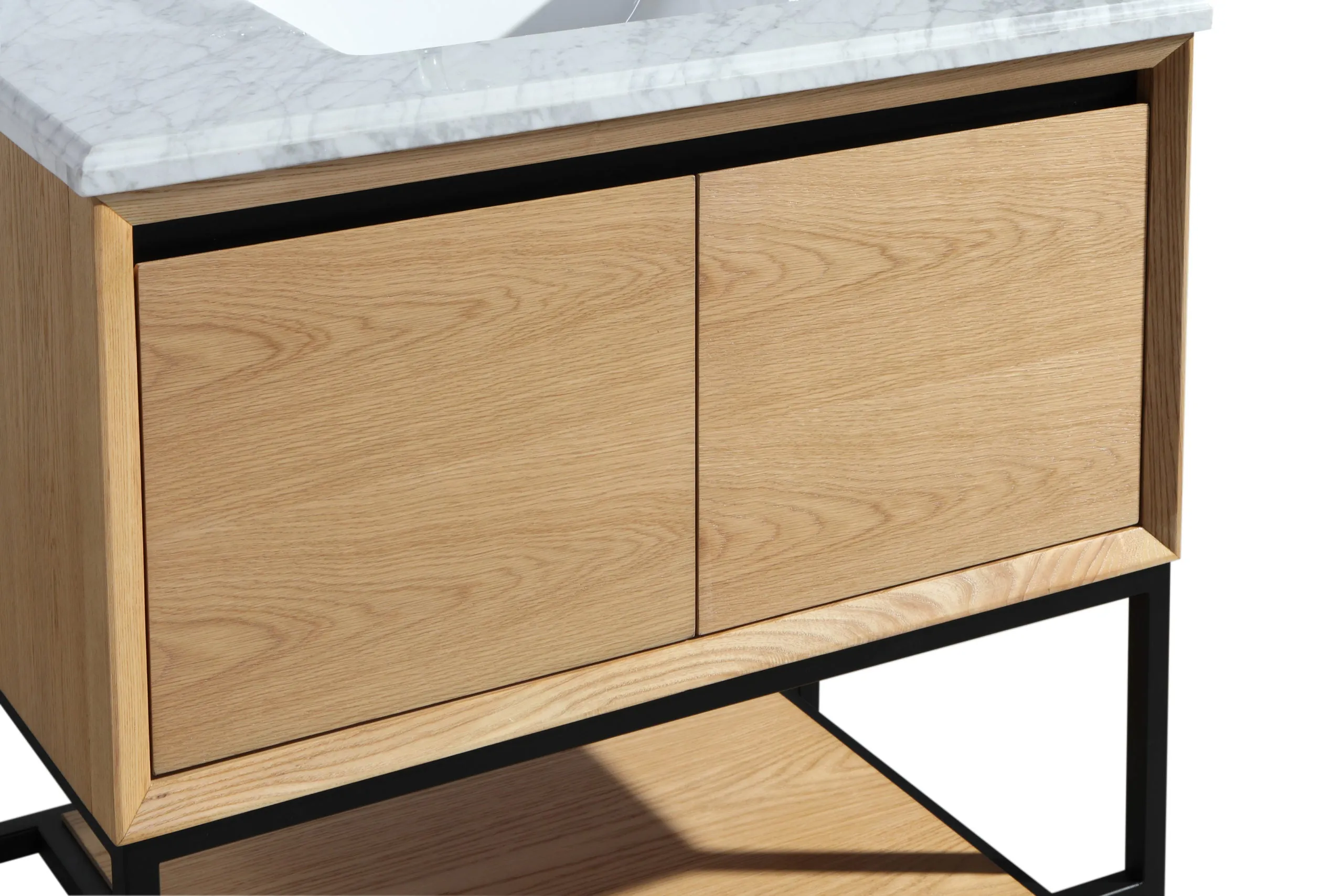 Alto 36 - California White Oak Cabinet   White Quartz Countertop