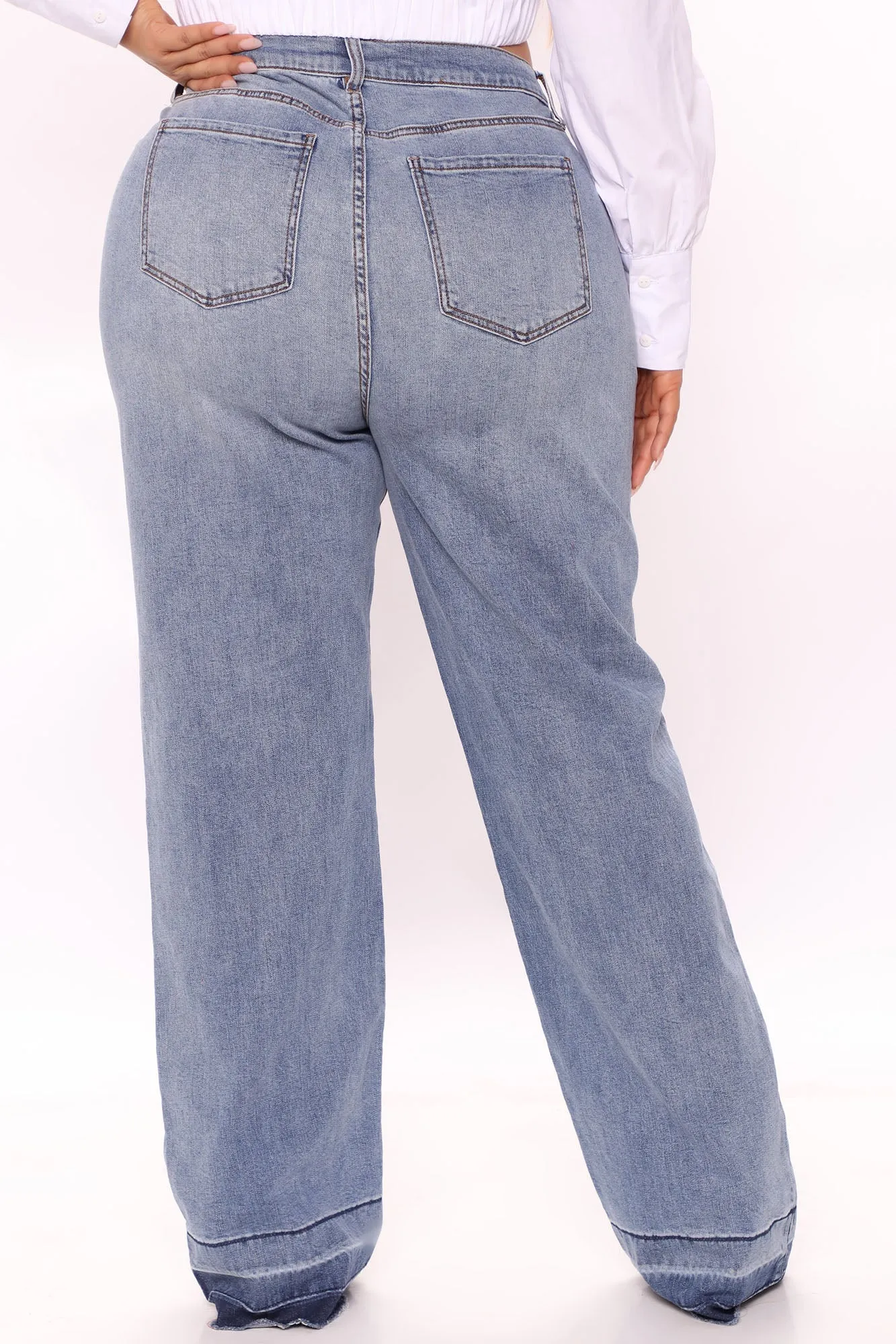 Be Free Release Hem Straight Leg Jeans - Medium Blue Wash