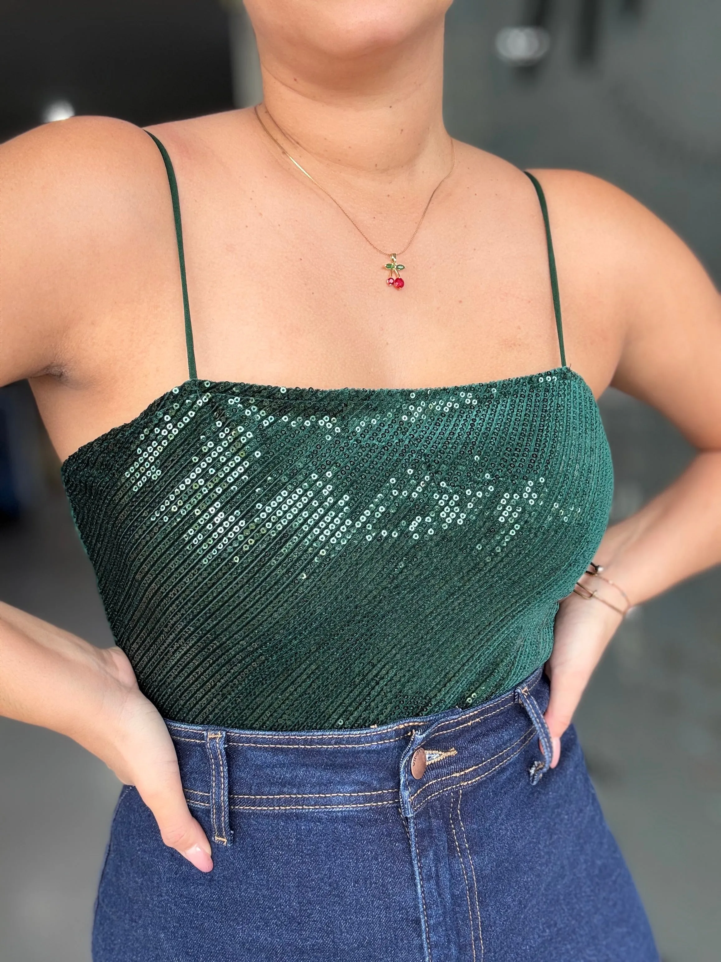 Green Sequins Top