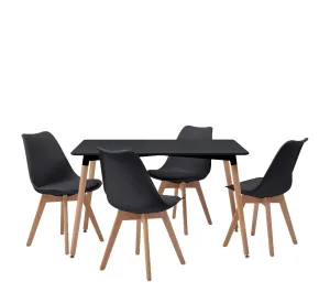 Mesa de comedor rectangular con 4 sillas Spydeberg - Negro