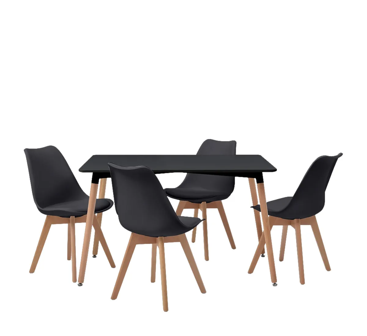 Mesa de comedor rectangular con 4 sillas Spydeberg - Negro