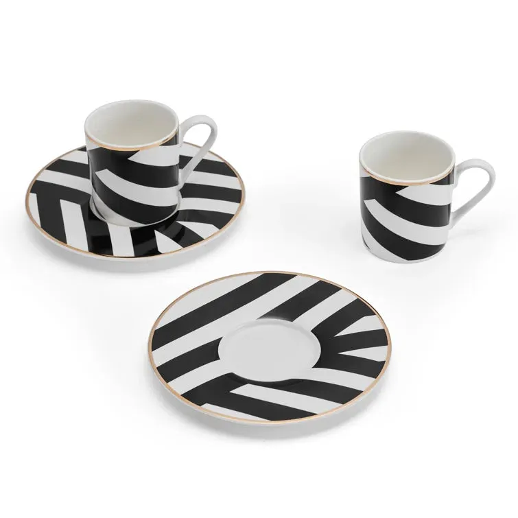 Set 2 tazas café expresso y plato a conjunto.