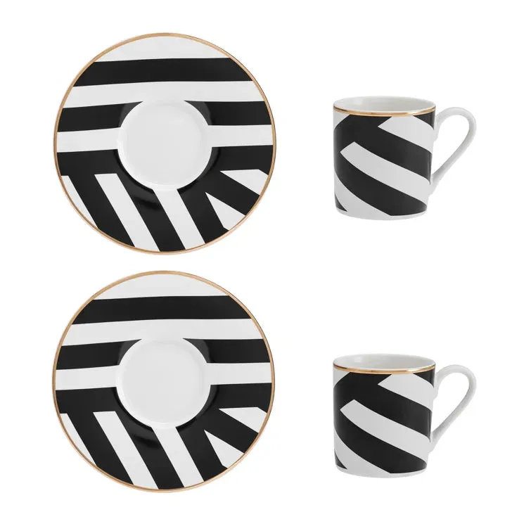 Set 2 tazas café expresso y plato a conjunto.