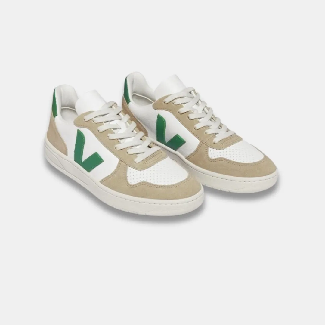 Veja Women's V-10 Chromefree Leather Extra White Emeraude Sahara