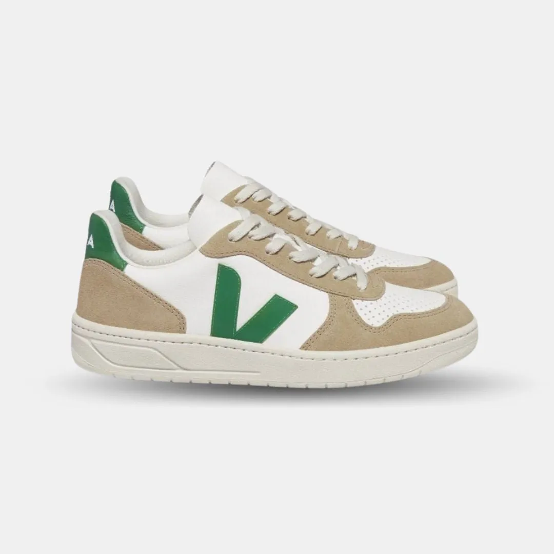 Veja Women's V-10 Chromefree Leather Extra White Emeraude Sahara