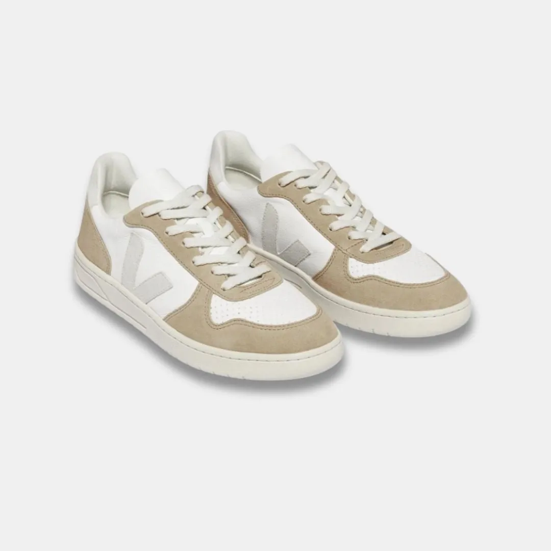 Veja Women's V-10 Chromefree Leather Extra White Natural Sahara