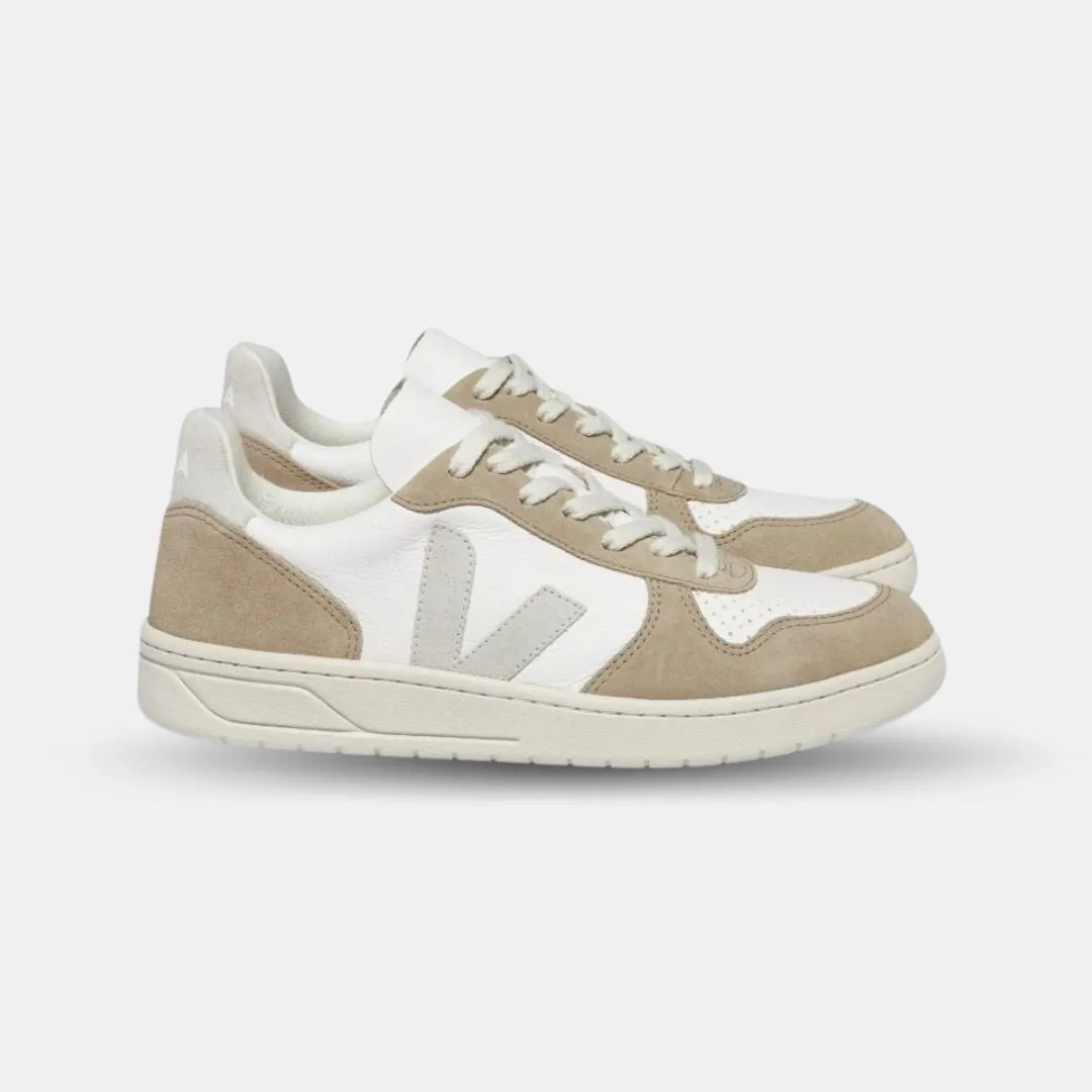 Veja Women's V-10 Chromefree Leather Extra White Natural Sahara